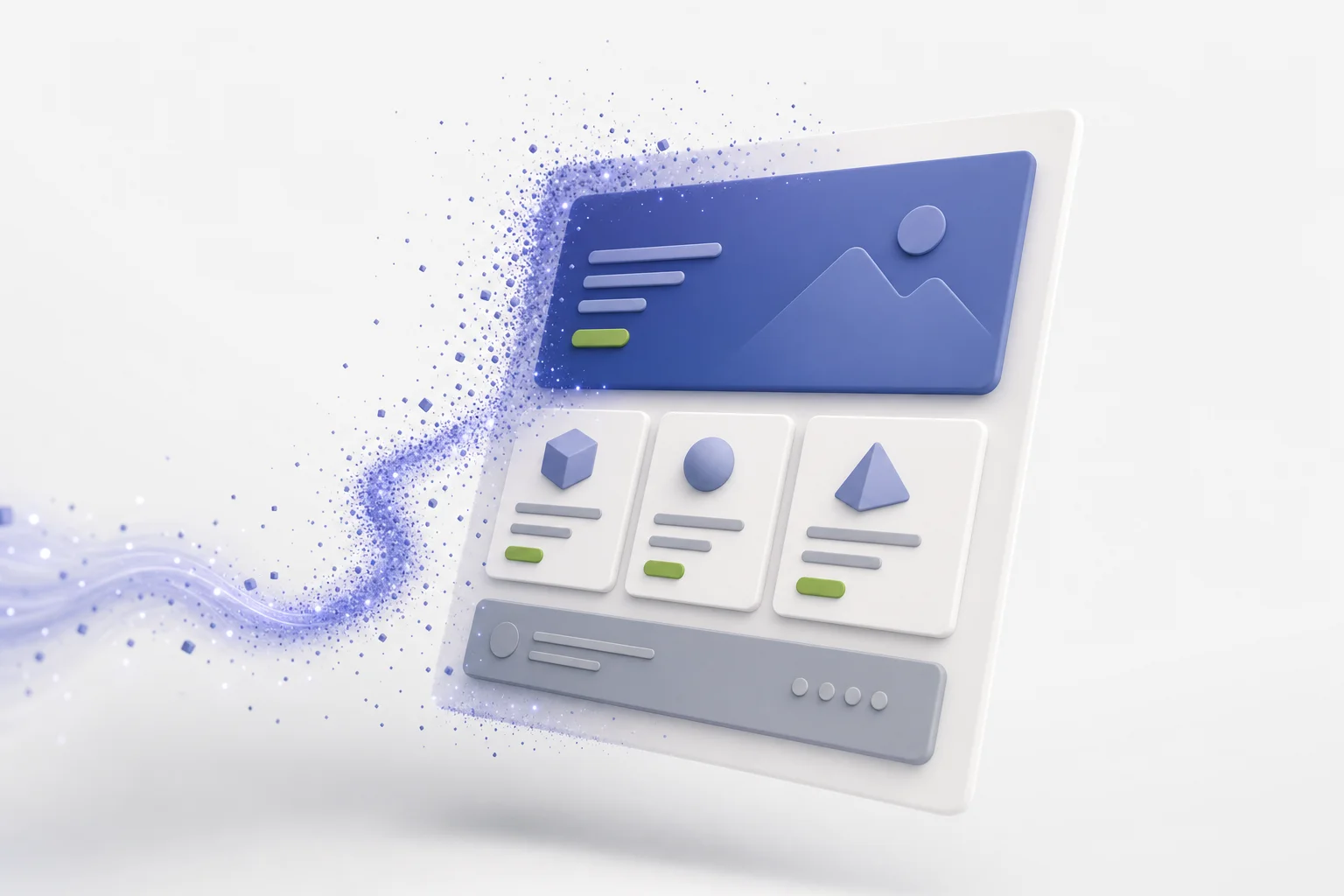 Light particles assembling into a page layout